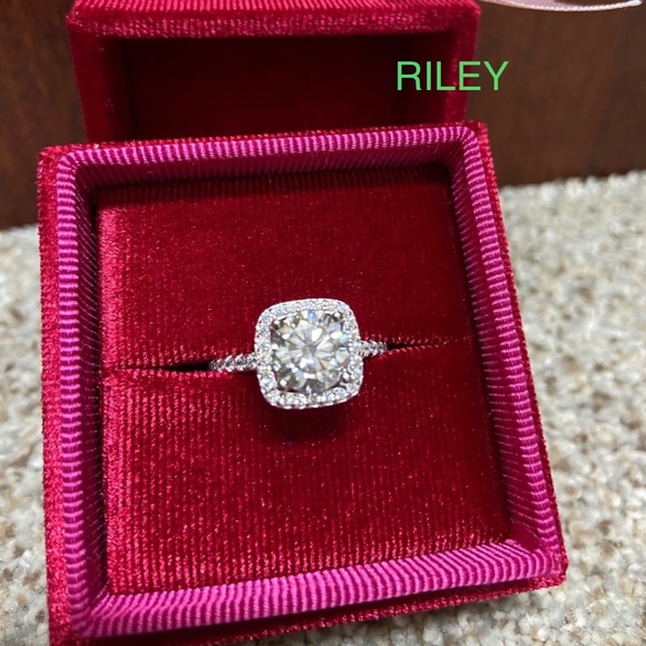 3Ct Halo 925 Princess Cushion Cut Engagement Ring - Picture 14 of 16